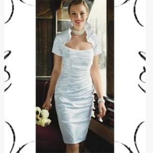 Beautiful Galina N9781 White strapless taffeta dress with jacket